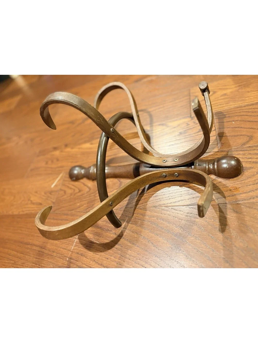 Vtg Thonet Style Bentwood 6 Arm Wall Mount Coat Hat Rack Hook Dark Wood Cottage